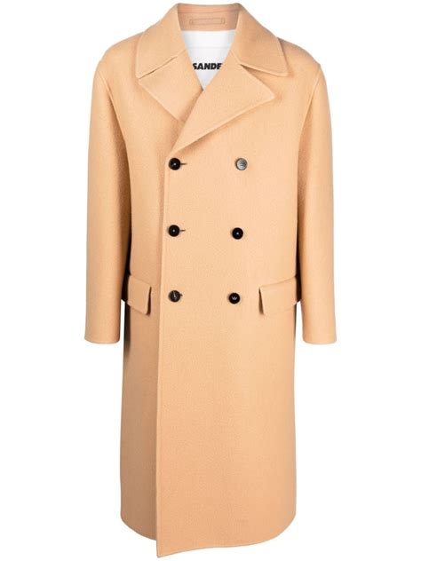 Jil Sander Double Breasted Virgin Wool Coat Neutrals Farfetch Ao