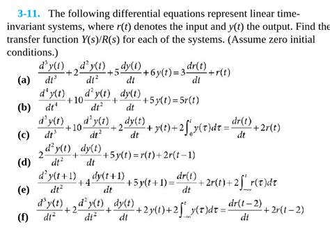 Solved 3 11 The Following Differential Equations Represent Chegg