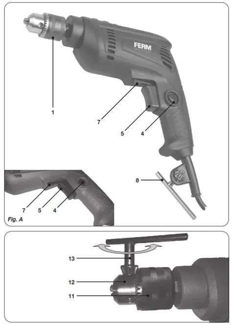 FERM PDM1048P Rotary Drill 10mm User Manual