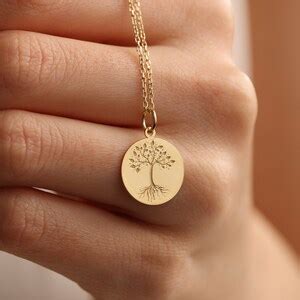 K Solid Gold Tree Of Life Necklace Gold Tree Necklace