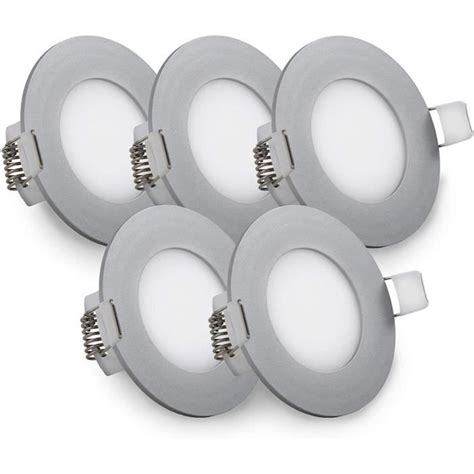 Lot De 5 Spots Led Encastrables Ultra Platsspots Plafond Encastrables Avec Platine Led 5w