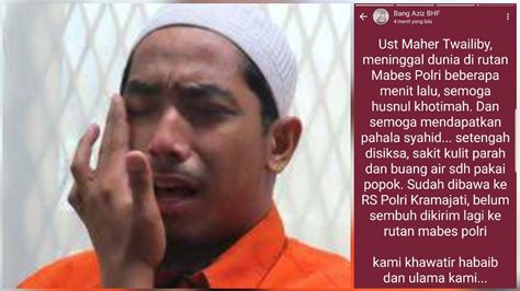 Polisi Bantah Siksa Ustaz Maaher At Thuwailibi Sebelum Meninggal