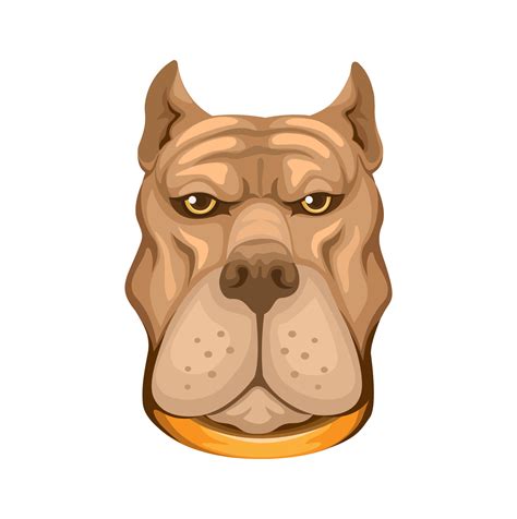 Pitbull Dog Head Animal Collection Character Cartoon Illustration