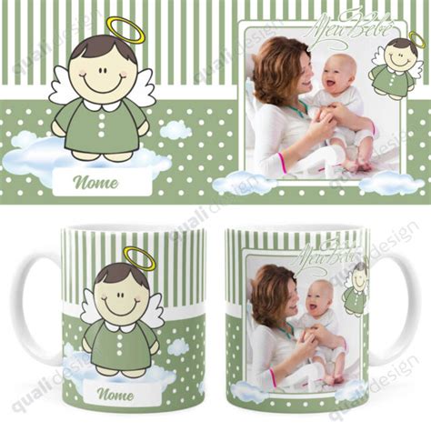 Arte Para Caneca Dindo Anjinho Verde QualiDesign