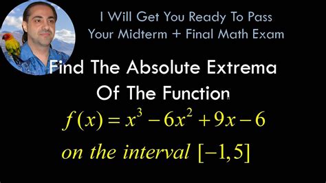 Find The Absolute Extrema Of The Function F X X 3 6x 2 9x 6 On The