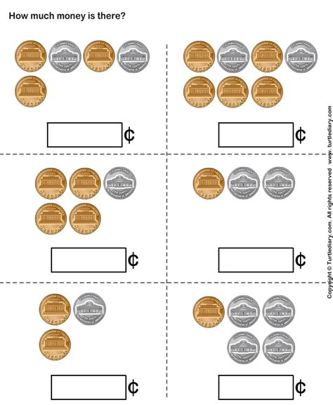 Counting Pennies and Nickels Worksheet - Turtle Diary