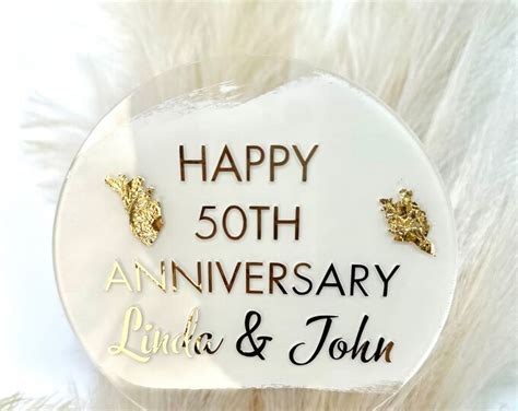 Personalized Anniversary Cake Topper Golden Anniversary Cake Topper