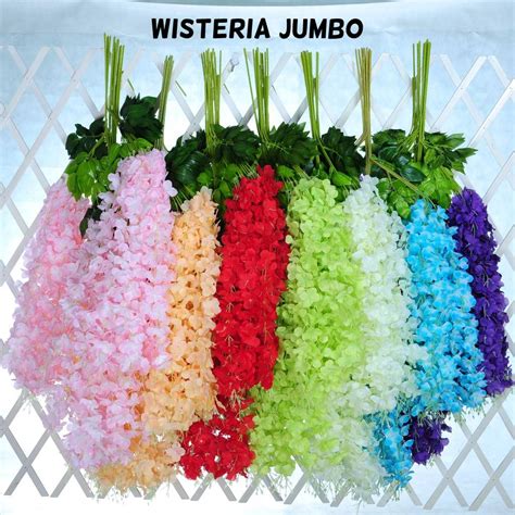 Jual Daun Wisteria Jumbo Pcs Bunga Plastik Artificial Dekorasi