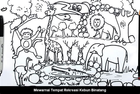 Mewarnai Gambar Kebun Binatang Kartun - MasterWarna.com