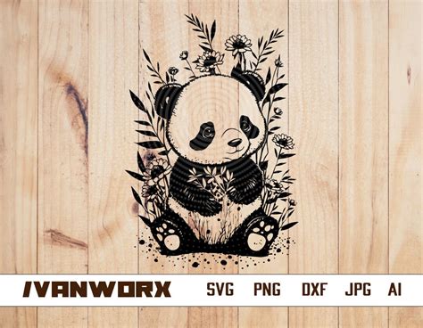 Cute Floral Panda Svg Panda Png Cute Animal Svg Baby Panda Png Baby