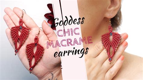 How To Make Easy Goddess Macrame Earrings With Beads Micro Macrame Earrings Tutorial Youtube