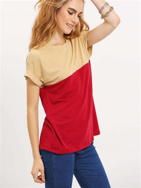 Multicolor Cap Sleeve Patchwork T Shirt Shein Sheinside