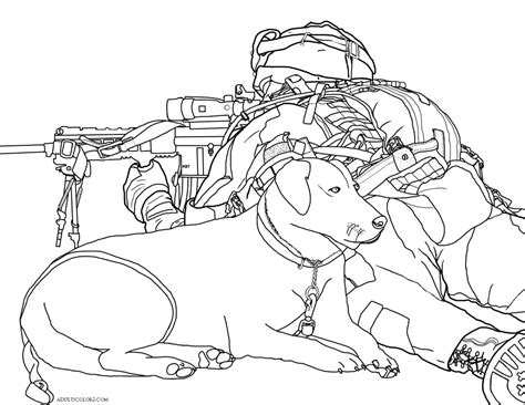 Army Dog Coloring Pages Sketch Coloring Page