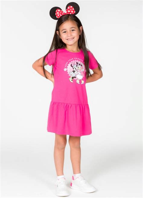 Vestido Infantil Estampado Rosa Disney By Cativa