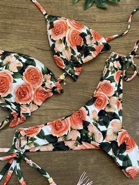 New Flower Print Bikinis Set Sexy Swimsuit Push Up Brazilian Bikini Suits Female Swimming