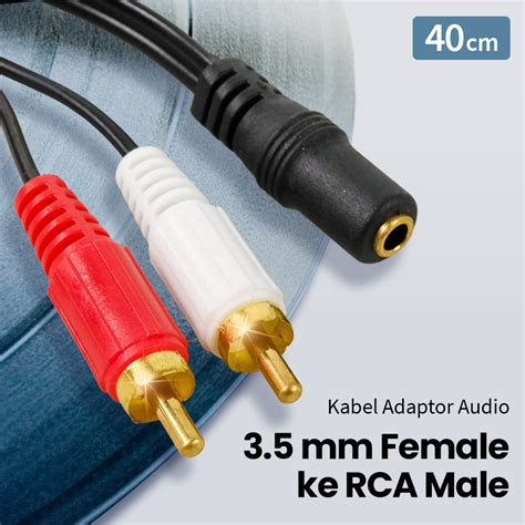 Kabel Adaptor Audio Mm Female Ke Rca Male Hifi Cm Black