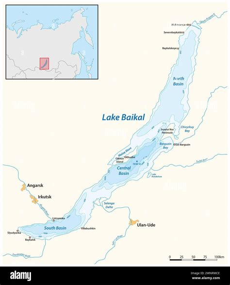 Vector Map Of Russian Lake Baikal Stock Photo Alamy