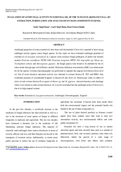 Pdf Evaluation Of Antifungal Activity In Essential Oil Of The Syzygium Aromaticum L By