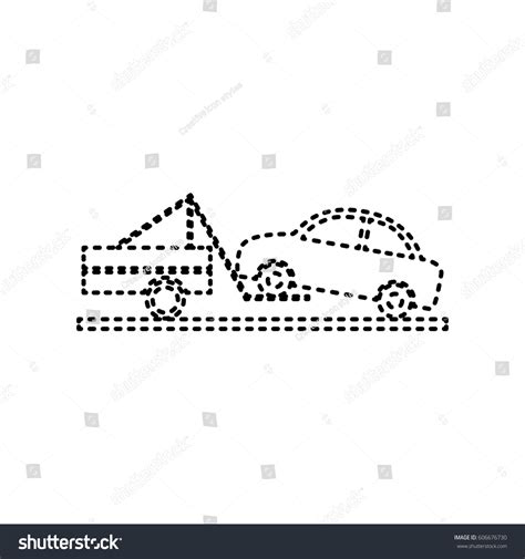 Tow Truck Sign Vector Black Dashed Vector De Stock Libre De Regalías