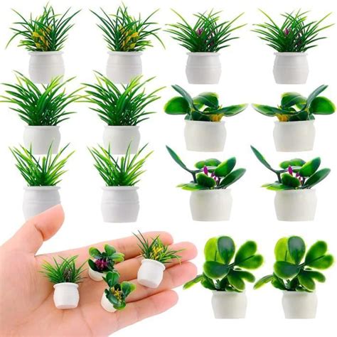 Lot De Mini Plantes Miniatures En Pot Pour Maison De Poup E Bonsa