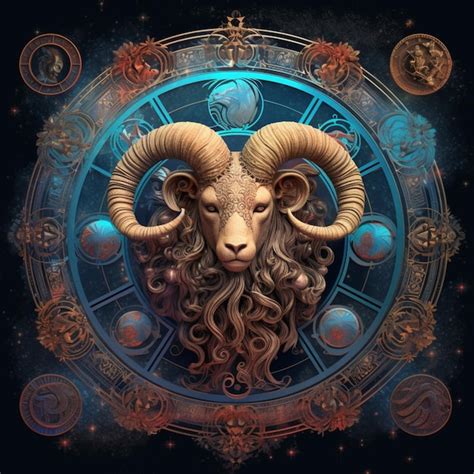 Signo Del Zodiaco Con Cabeza De Carnero Y Rueda Astro En Ai Generativo