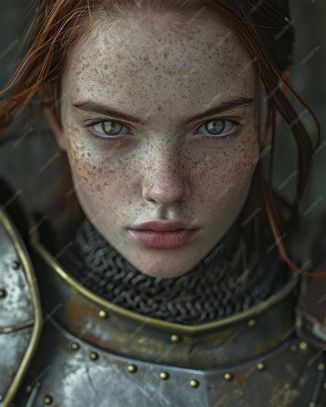 Premium Photo Intense Female Warrior In Medieval Armor