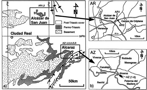 a) Geological sketch map showing the locations of the Alcaraz (AZ) and... | Download Scientific ...