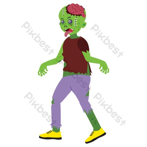 Scary Green Zombie With The Brain Out Png Images Ai Free Download