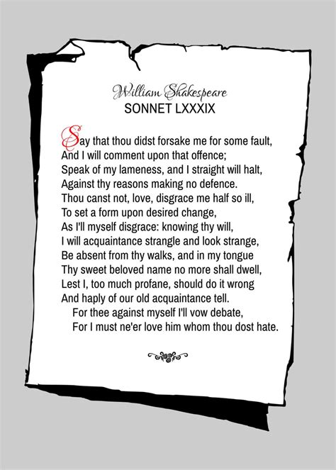 Shakespeare Sonnet 89 Poster Picture Metal Print Paint By Art