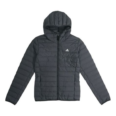 adidas Varilite Soft Down Hooded Jacket 'Carbon' - CY8738 | Solesense