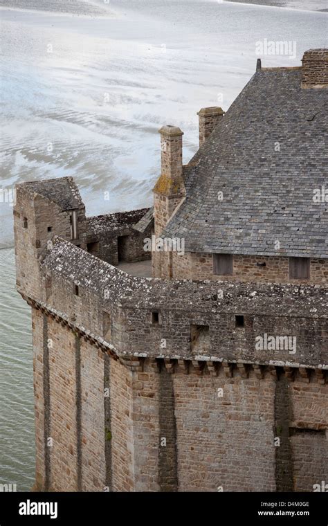 Stone Walls Of Mont Saint Michel A Unesco World Heritage Site