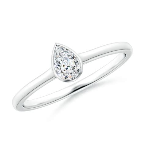 Buy Angara Bezel Set Solitaire Pear Shaped Diamond Engagement Ring