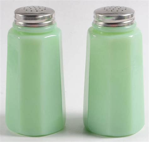 Panel Jadeite Shaker Set W Metal Lids By Mosser Ohio Vintage