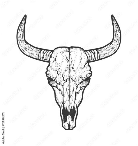 Bull Skull Native Americans Tribal Style Tattoo Blackwork Vector Hand