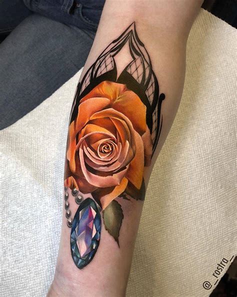 Yellow Rose Tattoo On The Inner Forearm