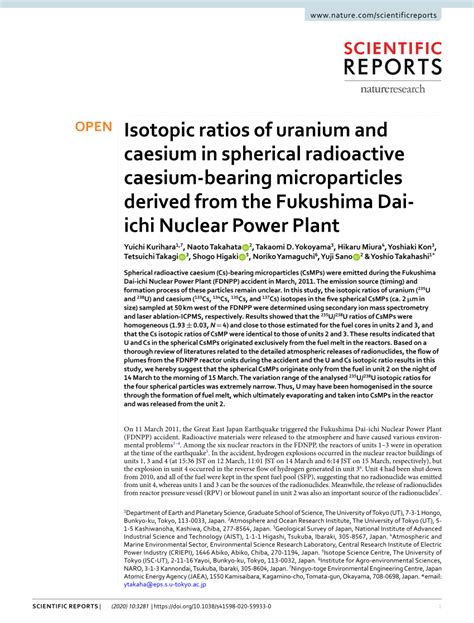 PDF Isotopic Ratios Of Uranium And Caesium In Spherical Radioactive