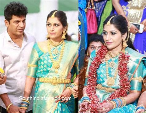 Shivaraj Kumars Daughter Nirupamas Wedding South India Fashion