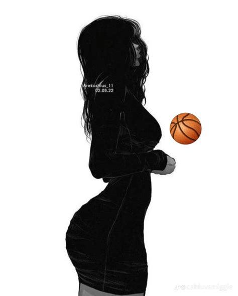 A Drawing Of A Woman Holding A Basketball In Her Right Hand And Looking