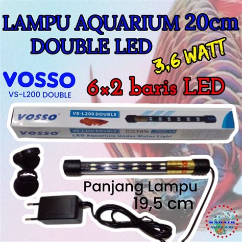 Jual Lampu Celup Led Akuarium Dobel Led 2 Baris VOSSO VS L200 DOUBLE