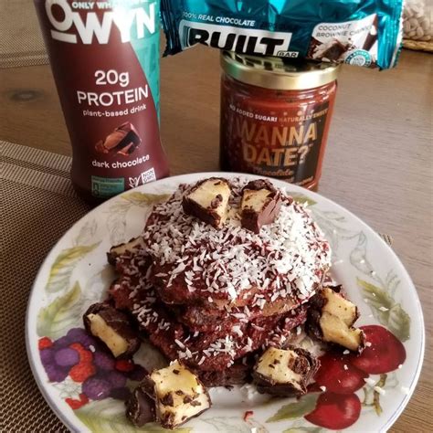 Coconut Brownie Overnight Oats Pancakes With Coconut Brownie Chunk Built Bar Bars Recipes