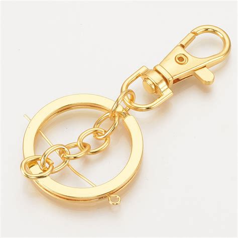 Mm Gold Plated Swivel Lobster Clasp Clip W Keyring Chain Split