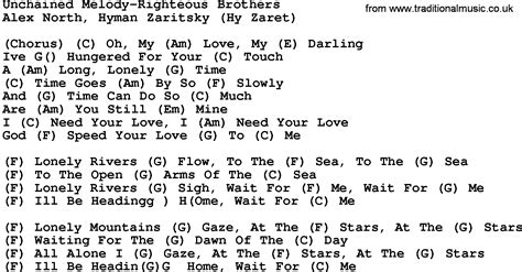 Country Music:Unchained Melody-Righteous Brothers Lyrics and Chords