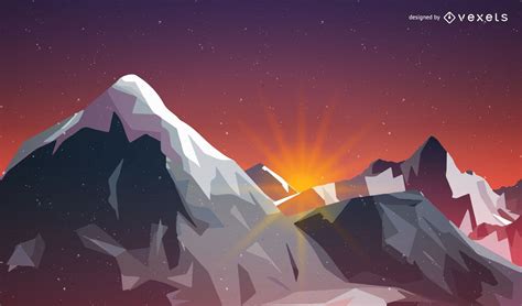 Sunrise On The Mountains Illustration Vector Download