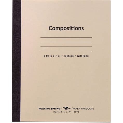 Roa77340 Roaring Spring Wide Ruled Flexible Cover Composition Book