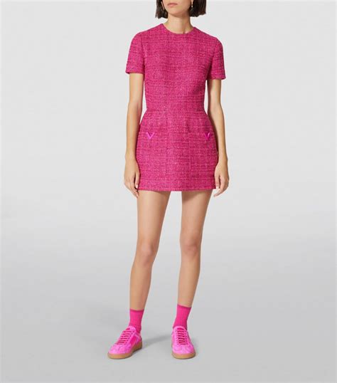 Womens Valentino Garavani Pink Tweed Sequinned Mini Dress Harrods Us