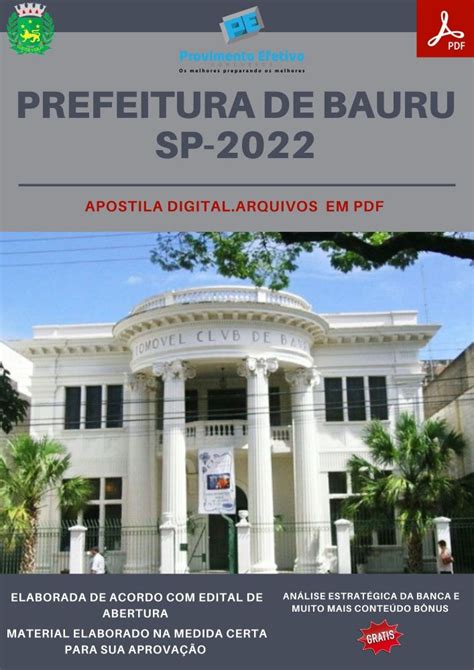 Provimento Efetivo Concursos Apostila Prefeitura Bauru Sp Assistente