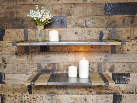 Industrial Steel And Wood Floating Shelves 2 Piece Double Vintage Wall