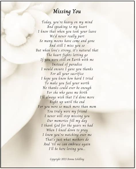 Missing You Sympathy Poem Remembrance Poem Funeral Poem Etsy Loss Of