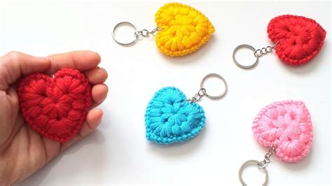 SUBTİTLED PUFF PUFF CROCHET HEART KEYCHAİN KALPLİ ANAHTARLIK