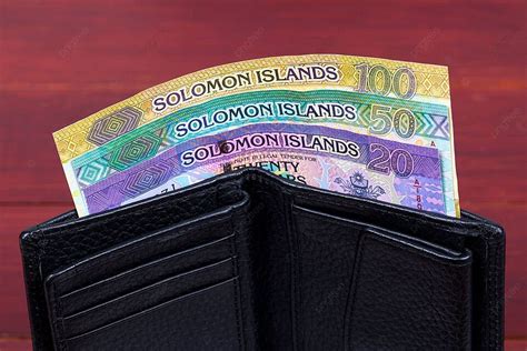 Black Wallet Holding Solomon Islands Dollars Symbol Business Islands